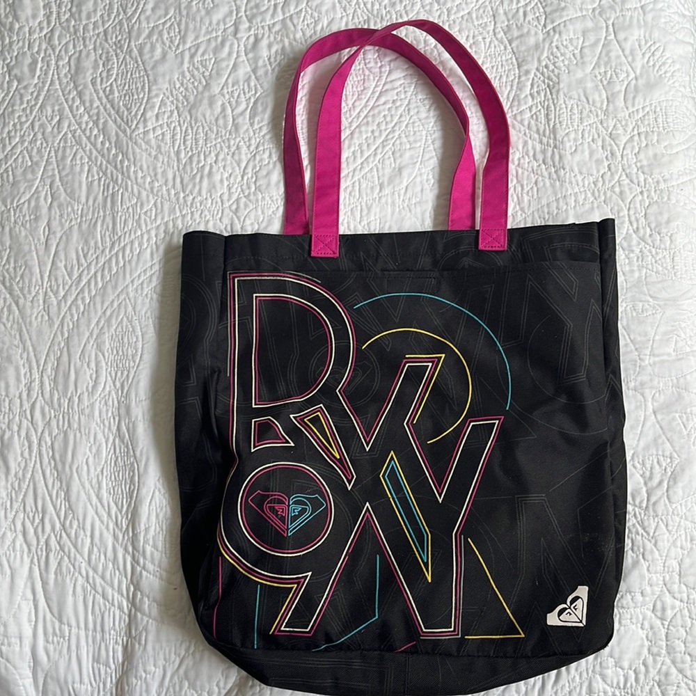 Roxy Quicksilver Computer bag. Black and multi color pink blue yellow